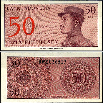Индонезия 50 сенов 1964 доброволец Pick 94 a бумага 7116-36-3-2