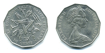 Австралия 50 центов 1982 Елизавета II (1952-2022), XII игры стран Британсого содружества KM 74 медно-никель 7-5-25-24