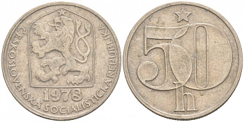 ЧЕХОСЛОВАКИЯ 50 ГЕЛЛЕРОВ 1978 СОЦИАЛИСТИЧЕСКАЯ РЕСПУБЛИКА KM 89 медно-никель 186-124