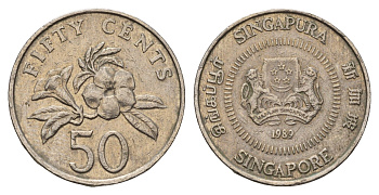 Сингапур 50 центов 1989 KM 53.1 медно-никель 3336-453