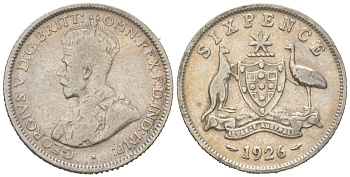 Австралия 6 пенсов 1926 Георг V (1910-1936) KM 25 серебро 4396-844