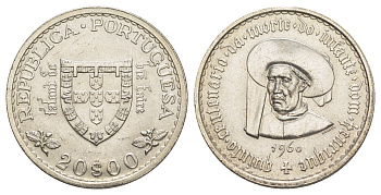 Португалия 20 эскудо 1960 500 лет со дня смерти Принца Генриха KM 589 серебро BU 603-542