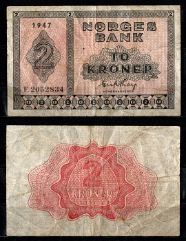 Норвегия 2 кроны 1947 Pick 16 b бумага 7457-29-1-1