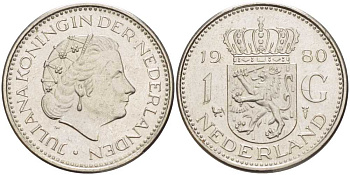 Нидерланды 1 гульден 1980 Юлиана (1948-1980) KM 184а никель 212-1154