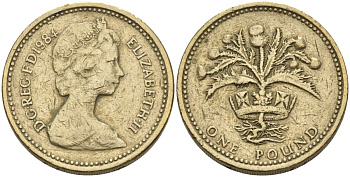 Великобритания 1 фунт 1984 Елизавета II (1952-2022) KM 934, Spink 4222 никель латунь 81-1011