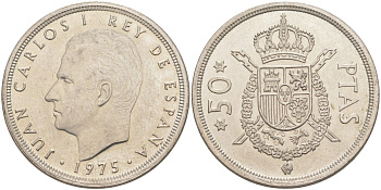 Испания 50 песет 1975 (78) Хуан Карлос I (1975-2014) KM 809 медно-никель 4512-843