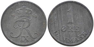 ДАНИЯ 1 ЭРЕ 1958 С; S, ФРЕДЕРИК IX (1947-1972) KM 839.2 цинк 4564-1139