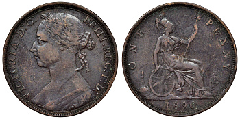 Великобритания 1 пенни 1890 Виктория (1837-1901) KM 755 Spink 3954 бронза    4117-541