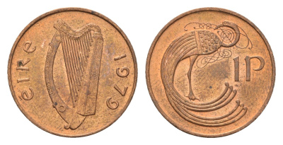 Ирландия 1 пенни 1979 мифологическая птица лира KM 20 бронза aUNC 4690-413