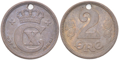 Дания 2 эре 1916 Кристиан X (1912-1947) KM 813 бронза 4621-1018