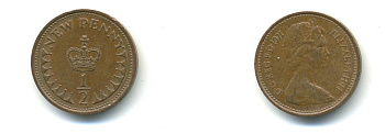 Великобритания 1/2 пенни 1971 Елизавета II (1952-2022) KM 914, Spink 4239 бронза 4379-1454