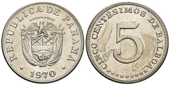 Панама 5 сентесимо 1970  KM 23.2 медно-никель    85-435