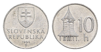 Словакия 10 геллеров 1994 MK KM 17 алюминий aUNC 4124-721
