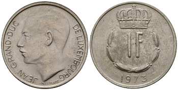 Люксембург 1 франк 1973 Великий герцог Жан (1964-1999) KM 55 медно-никель 4603-1125