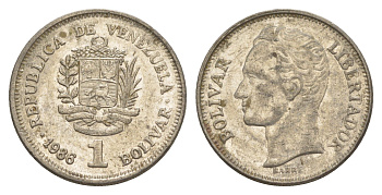 Венесуэла 1 боливар 1986 Симон Боливар Y 52 никель 4586-1017