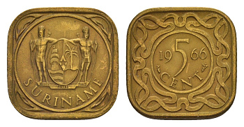 Суринам 5 центов 1966 KM 12 никель латунь 4649-953