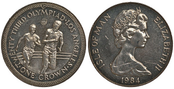 Остров Мэн 1 крона 1984 XXIII летние Олимпийские игры в Лос-Анджелесе 1984 года, бег KM 118 медно-никель UNC 1078-4-63