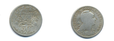 Португалия 50 сентаво 1928 KM 577 медно-никель 4379-1045