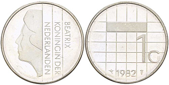 Нидерланды 1 гульден 1982 Беатрикс (1980-2013) KM 205 никель 213-1254