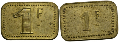 Франция 1 франк ND ресторанный жетон латунь 4166-143