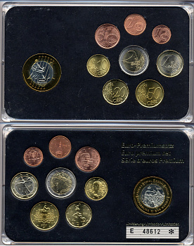 Италия евронабор от 1 евроцента до 2 евро включает 1 евро 1999 проба Сан-Марино, планшет биметалл, медно-никель UNC 3-4-9-24