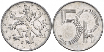 ЧЕХИЯ 50 ГЕЛЛЕРОВ 1996 KM 3.1 алюминий 4532-519