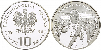 Польша 10 злотых 1996 MW, 200 лет гимну Польши, тираж 14000 экземпляров KM 318 серебро PROOF 1084-7-34
