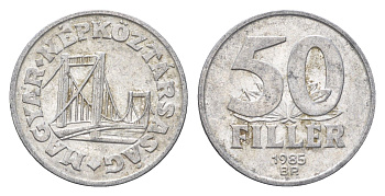 Венгрия 50 филлеров 1985 BP мост Елизаветы в Будапеште KM 574 алюминий 4665-137