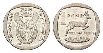 ЮАР 1 ранд 2008 KM 444 медь плакированная никелем 4627-468