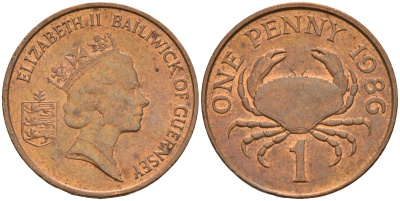 Гернси 1 пенни 1986 KM 40 бронза 4143-1232