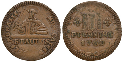 Мюнстер 3 пфеннига 1760 02-205-42