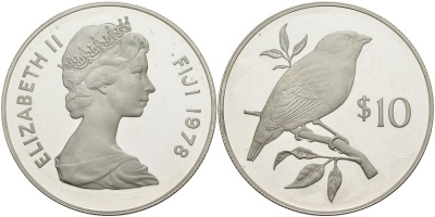 Фиджи 10 долларов 1978 Охрана окружающей среды KM 41a серебро PROOF 1098-5-12