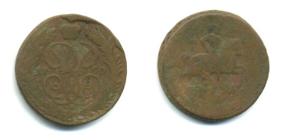 РОССИЯ 1 КОПЕЙКА 1760 медь 61-857