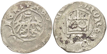 Польша 1/2 гроша (полугрош) 1401-1405 Владислав II Ягилло (1386-1434), под короной SA, вес 1,71 гр. Gumowski 415, Kopicki 369 серебро 1517-532