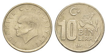 Турция 10000 лир 1995 Кемаль Ататюрк KM 1027.1 медь цинк никель 4648-857
