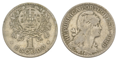 Португалия 1 эскудо 1929 KM 578 никель латунь 4654-252
