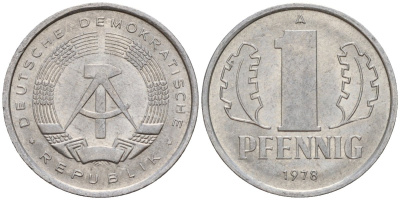 ГДР 1 пфенниг 1978 A KM 8.2 алюминий 187-313
