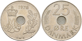 Дания 25 эре 1978 S; B, Маргрете II (1972-) (1972-) КМ 861.1 медно-никель    4161-911