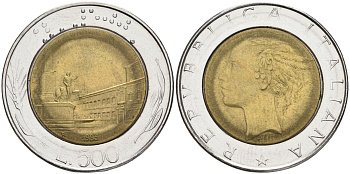 ИТАЛИЯ 500 ЛИР 1986 KM 111 биметалл UNC 4556-245