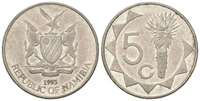 Намибия 5 центов 1993 KM 1 сталь плакированная никелем 4618-716