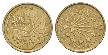 Испания 100 песет 1993 Путь Святого Иакова KM 922 алюминиевая бронза 4650-734