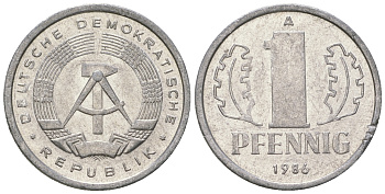 ГДР 1 пфенниг 1986 А KM 8.2 алюминий 4651-143