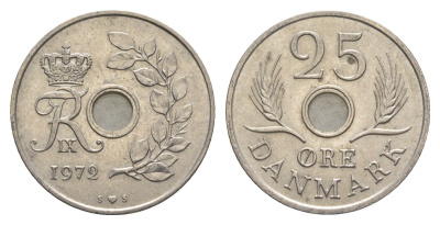 Дания 25 эре 1972 S; S, Фредерик IX (1947-1972) KM 855 медно-никель UNC 4652-857