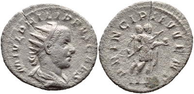 Римская Империя антониниан 244-247 Филипп II PRINCIPI IVVENT Рим Good Very fine RIC 217 серебро 270-123