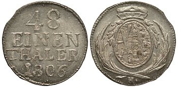 САКСОНИЯ 1/48 ТАЛЕРА 1806 / 797 H KM 1048 серебро aUNC 1515-2024