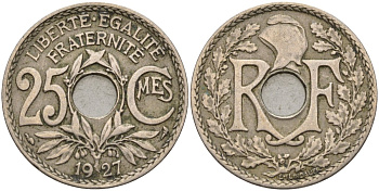Франция 25 сантимов 1927 KM 867a, Le Franc 171.7 медно-никель 4143-431