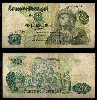 Португалия 20 эскудо 1971 Pick 173 (7) бумага 6294-49-2-2