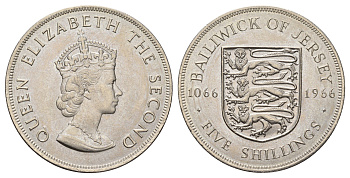 Джерси 5 шиллингов 1966 900 лет битве при Гастингсе, в запайке, тираж 30.000 экземпляров KM 28 медно-никель BU 74-925