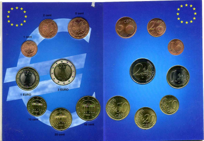ФРГ евронабор из 8 монет 2002 F  биметалл  UNC  1-6-2-43