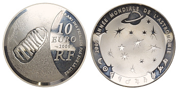 Франция 10 евро 2009 Международный год астрономии, в оригинальной коробке KM 1621 серебро PROOF 7-5-2-15